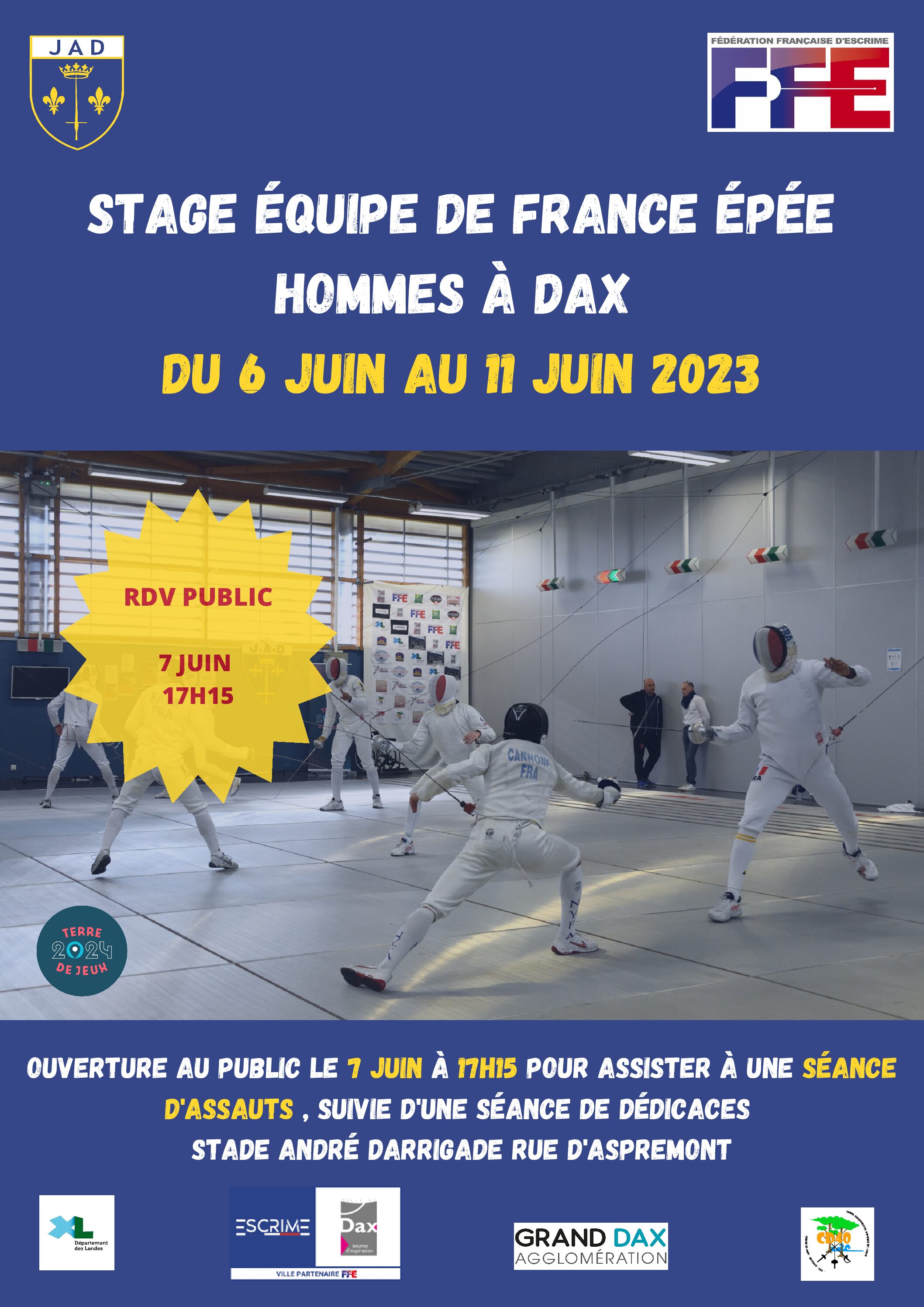 SEANCE ASSAUTS PUBLIQUE EQUIPE DE FRANCE EPEE HOMMES DAX 2023